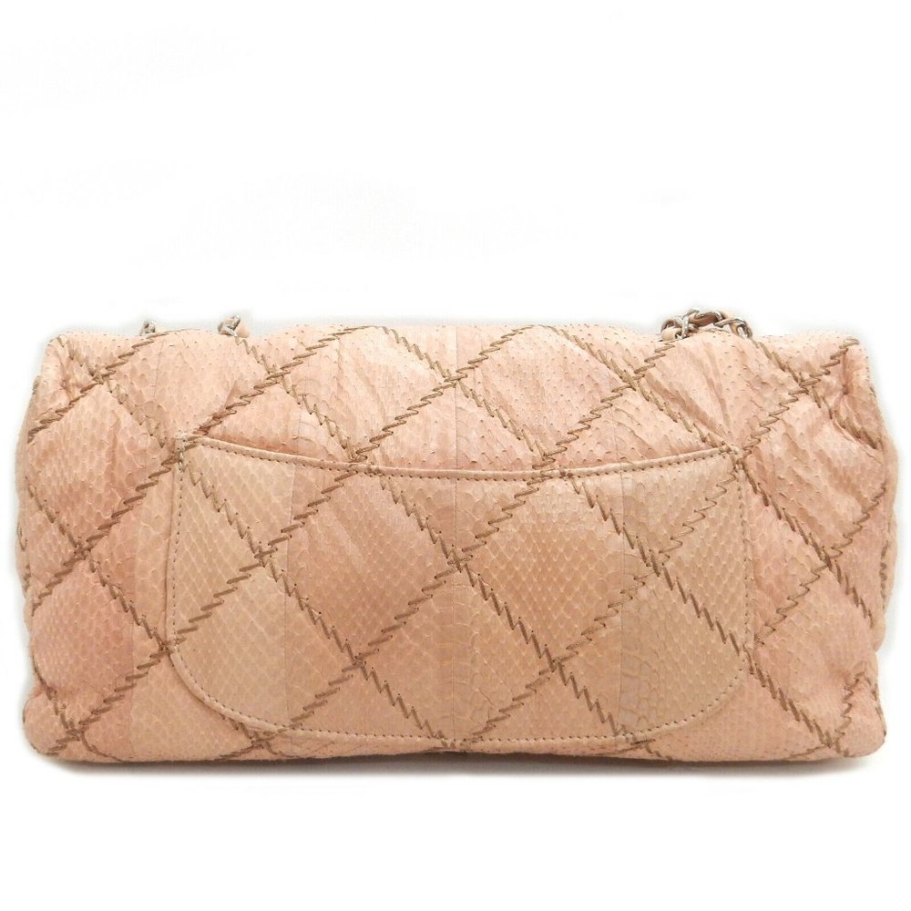 Chanel Stitched Beige Python Flap Bag - Picture 9 of 11